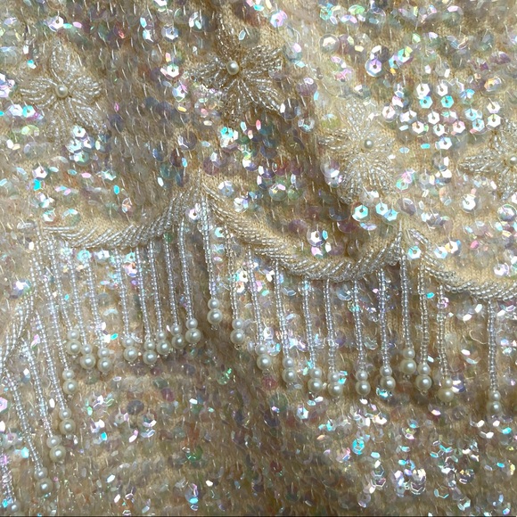 Vintage Tops - Fabulous Vintage hand beaded top, 100% virgin wool, 100% rayon lining.